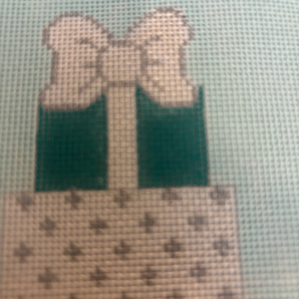 Suzie Vallerie Blue Stack Gift Boxes Handpainted Needlepoint Canvas with Threads