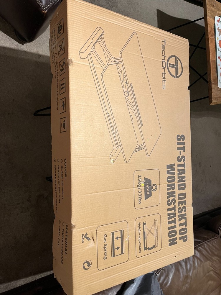 TechOrbits Adjustable Height Wood Gr Adjustable Height Sit Stand Desktop Station