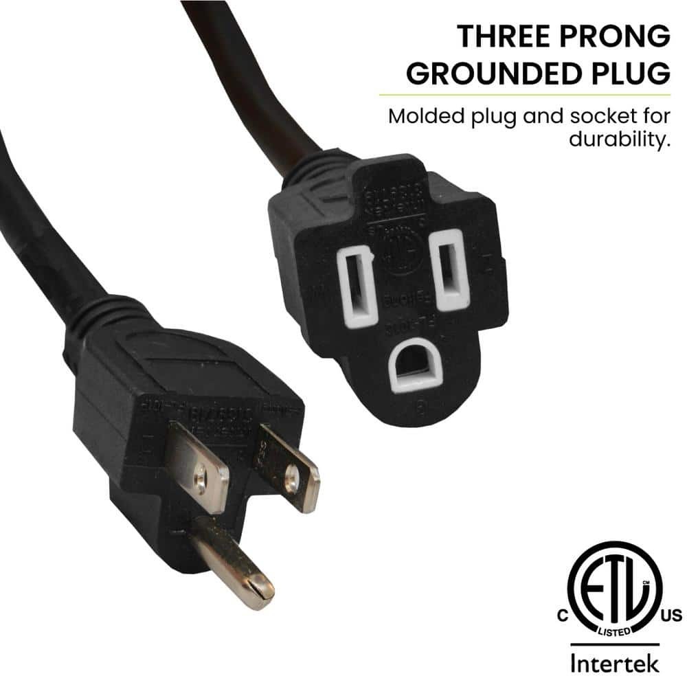 GoGreen Power 25 ft Heavy Duty Extension Cord 16/3 SJTW Black GG-13725BK Outdoor