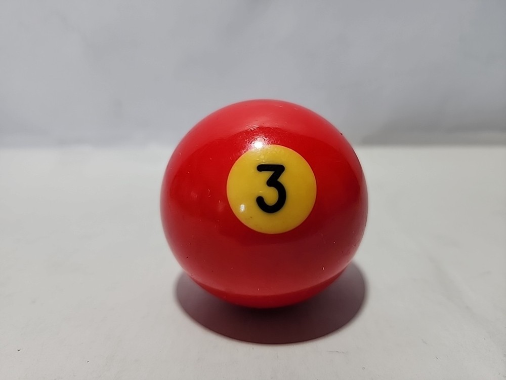 Vintage Replacement Billiard Pool Ball 2 1/4" Diameter #3 Solid Red Black Number