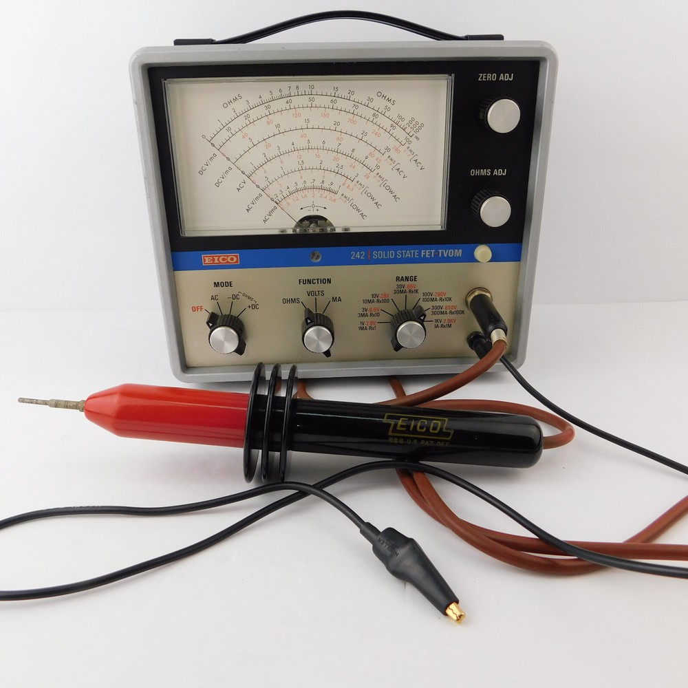 VTG EICO 242 SOLID STATE FET TVOM Analog Shop Meter & Operating/Assembly Manuals