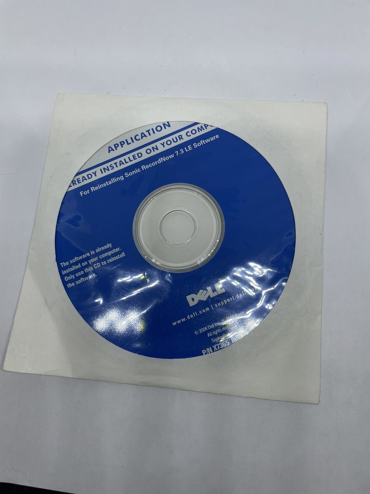 Dell Application For Reinstalling Sonic RecordNow 7.3 LE On Dell Computers 2004