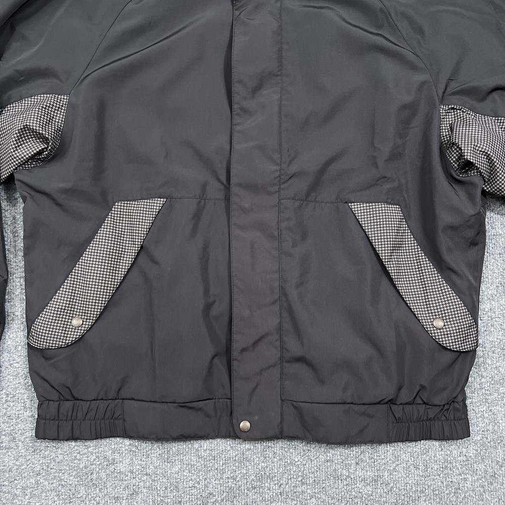 DryJoys FootJoy Mens Jacket Large Black Performance Rain Houndstooth Zip Snap