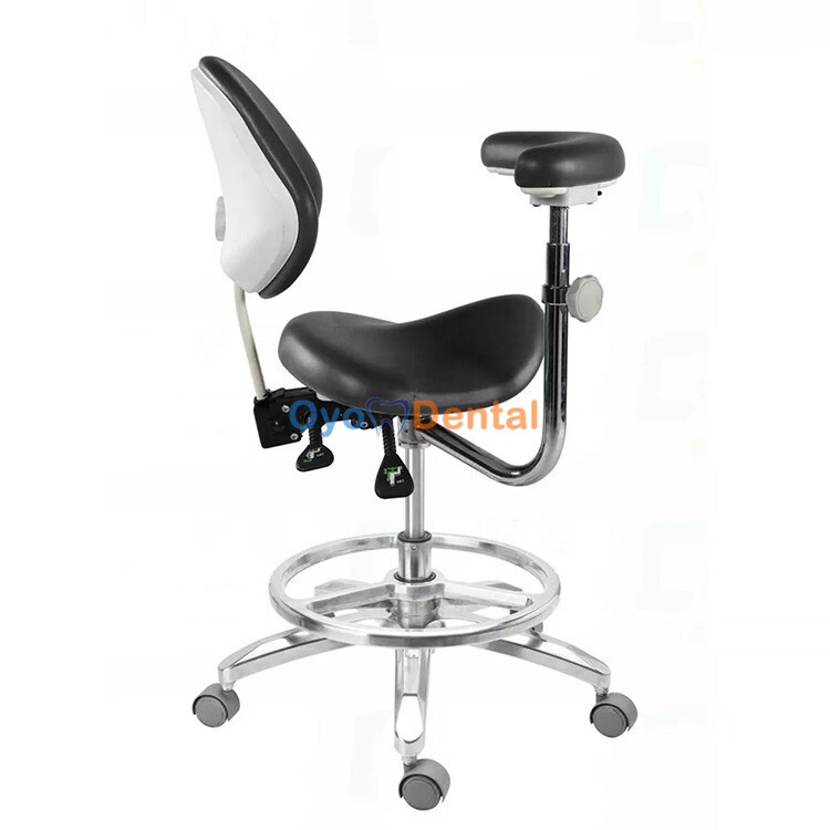 Ergonomic Adjustable Dental Operator Stool with Armrest Backrest Assistant Chair