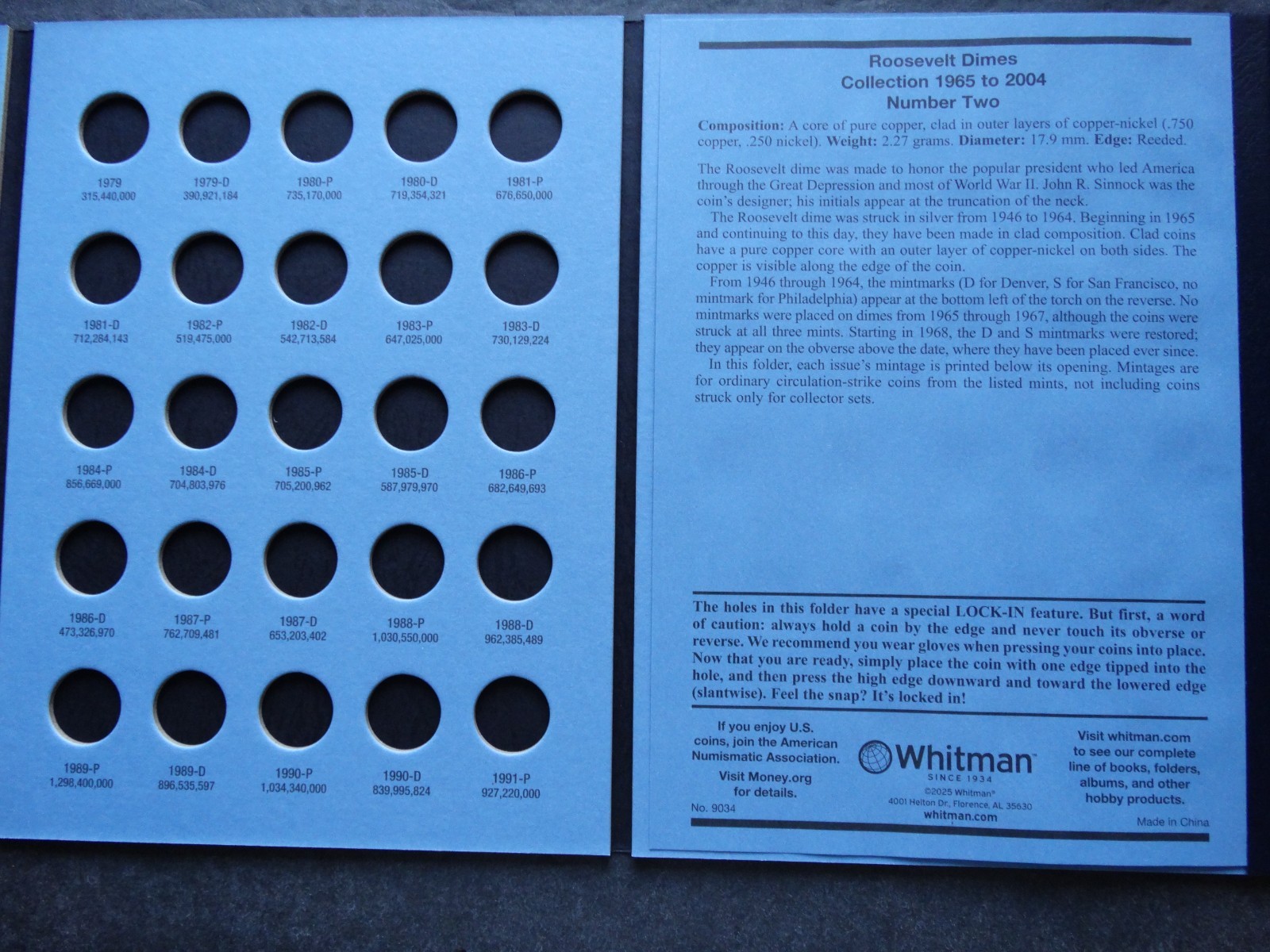 Set of 3 - Whitman Roosevelt Dime Coin Folders Number 1-3 1946-2025 Book