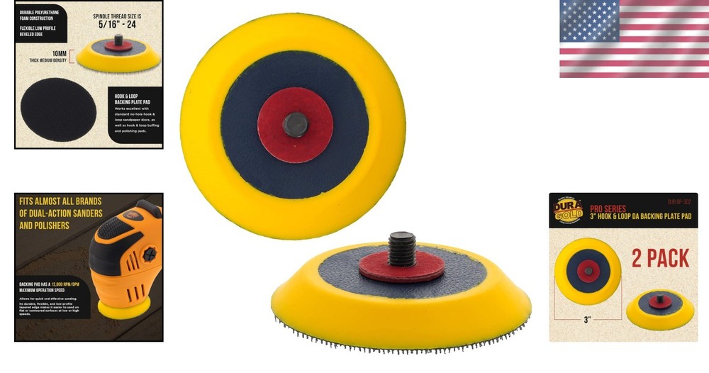 Pro Series 3" Hook & Loop DA Backing Plate Pads - 2 Pack for Precision Polishing