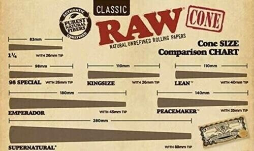 Authentic Raw King Size pre rolled 100 Cones With Filter tips Free Ship