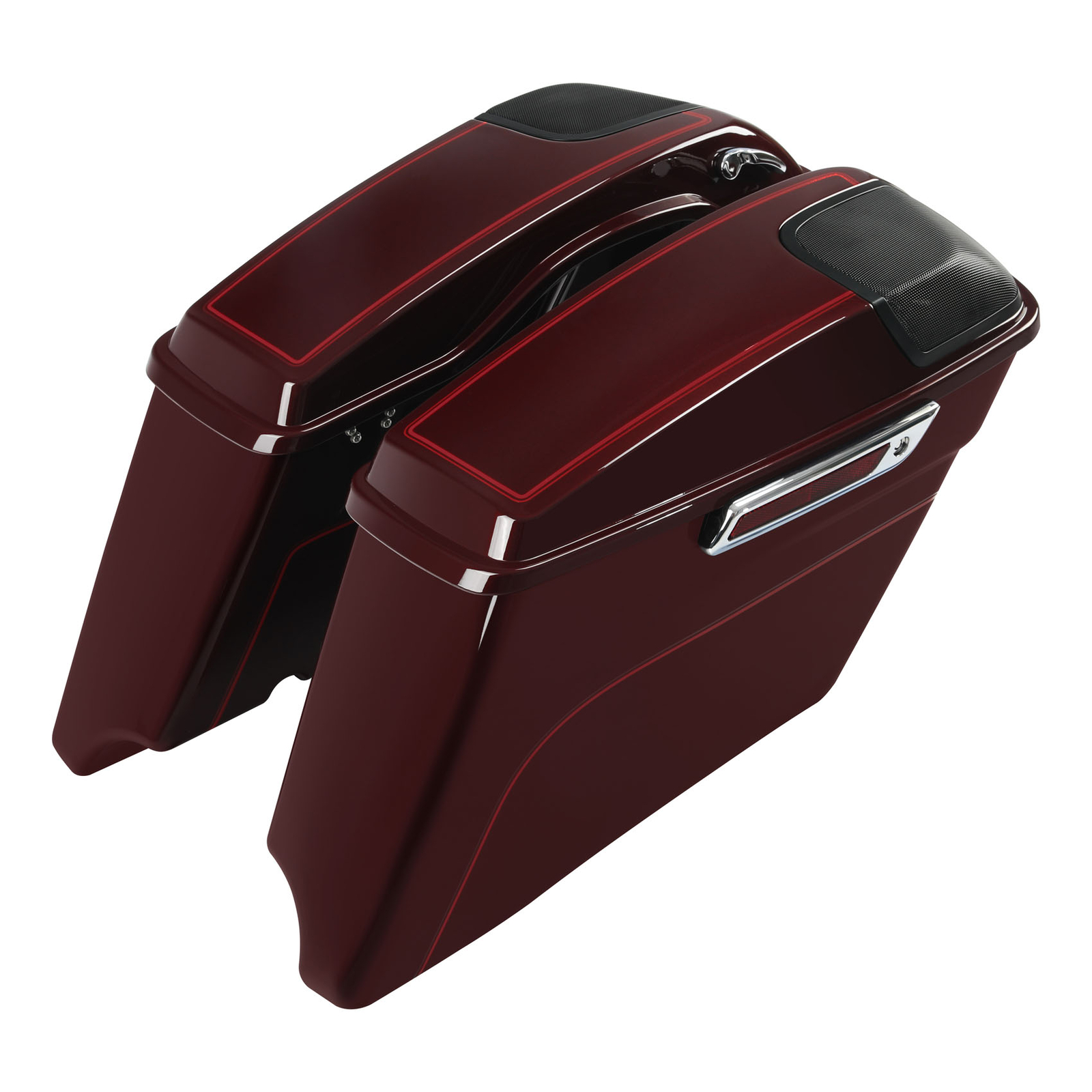 4" Stretched Hard Saddlebags For Harley Touring 2014-2024 Mysterious Red Sunglo
