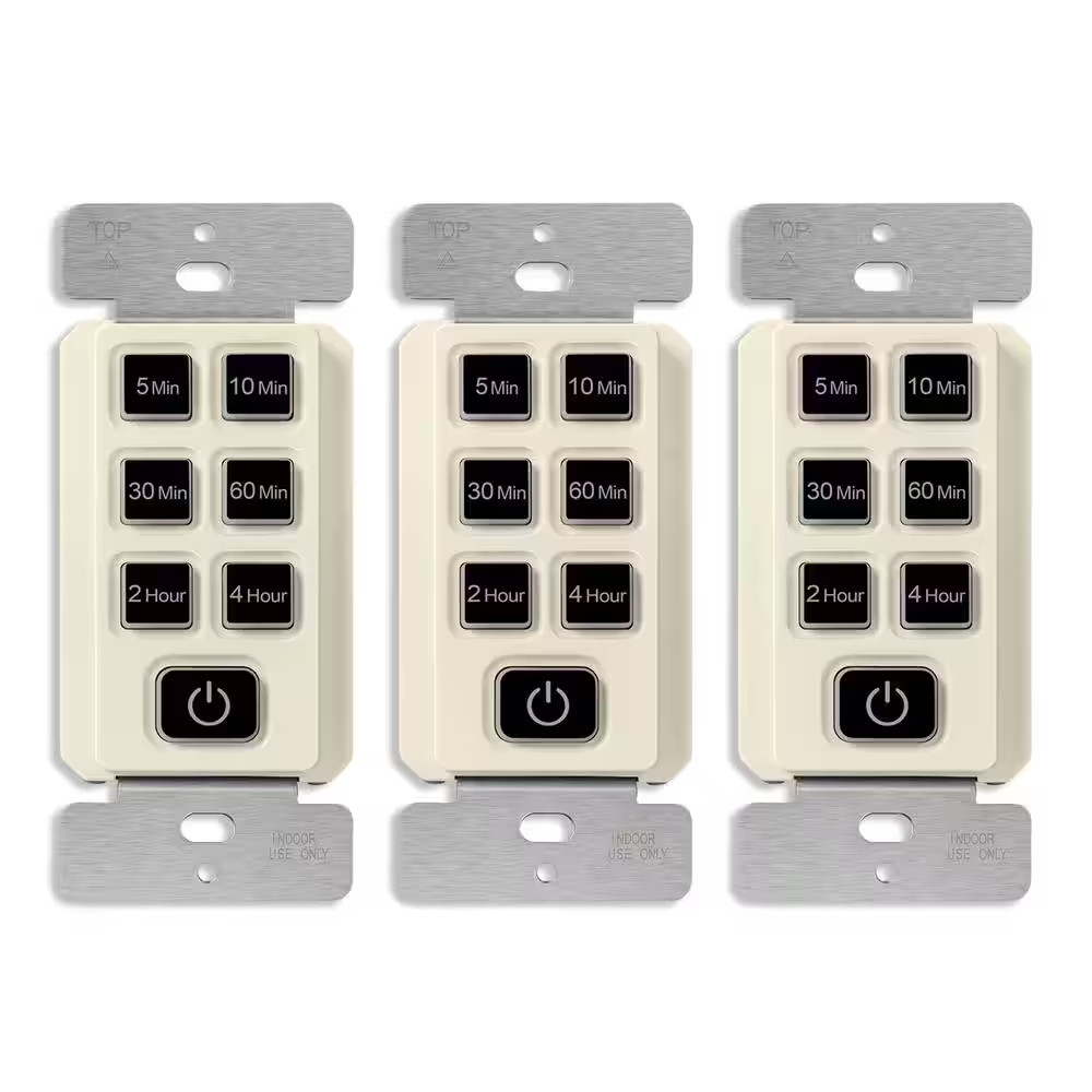 150-Watt 15 Amp Countdown Timer Switch, Push Button, Indoor, 240 Min, 1/2 HP, No