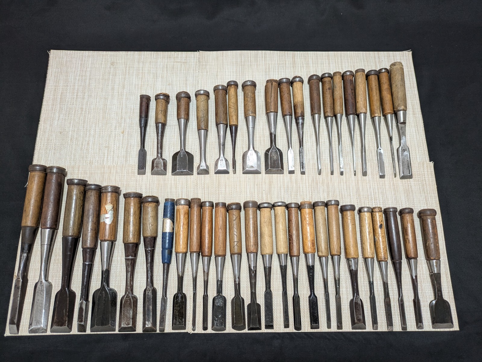 Japanese Chisel Nomi Carpenter Tool Set of 44 Hand Tool wood working R3376