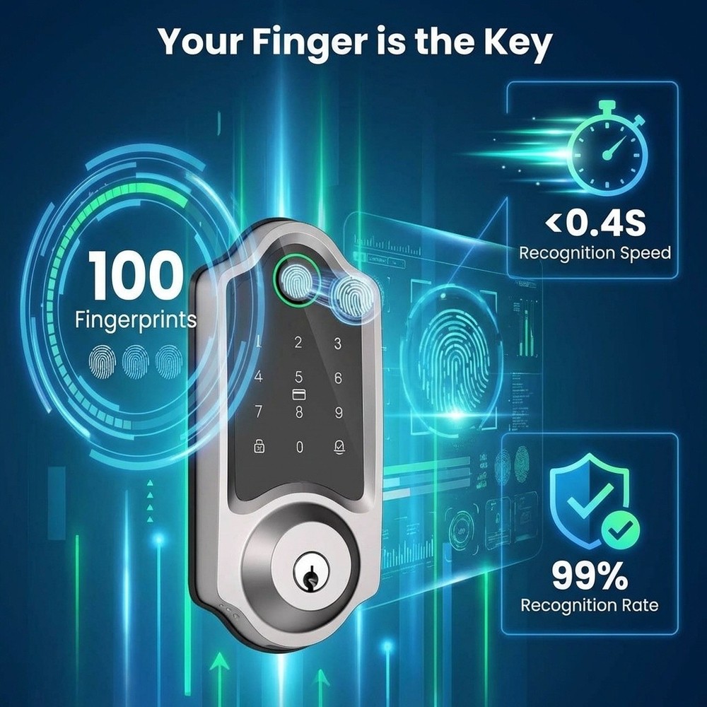 Keyless Entry Deadbolt,Built-in Wi-Fi&APP Control,Smart & Secure Front Door Lock