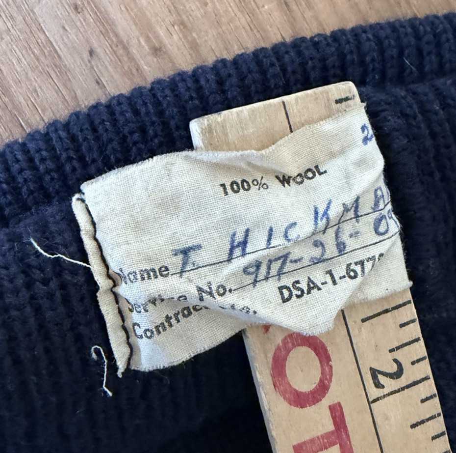 VINTAGE 1960s USN WATCH CAP VIETNAM WAR NAVY MILITARY WOOL KNIT NAVY BLUE BEANIE