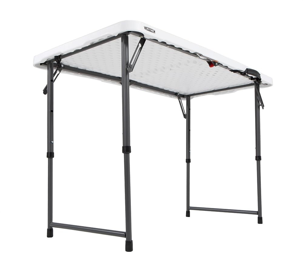 Fold-in-Half Adjustable Folding Table, 4 Foot
