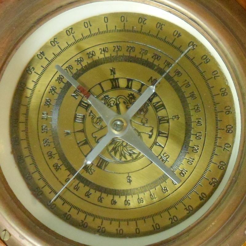 Vintage Wood Base Brass Compass