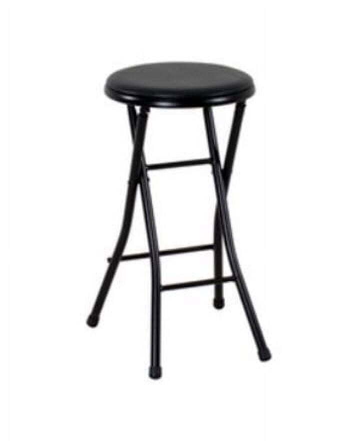 24" Vinyl Padded Folding Stool, Black