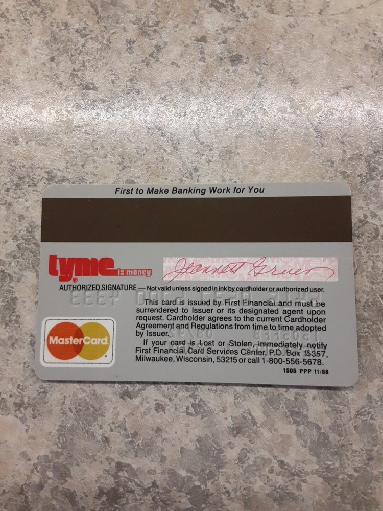Expired First Financial BasiCard MasterCard Credit Card Expired 1992