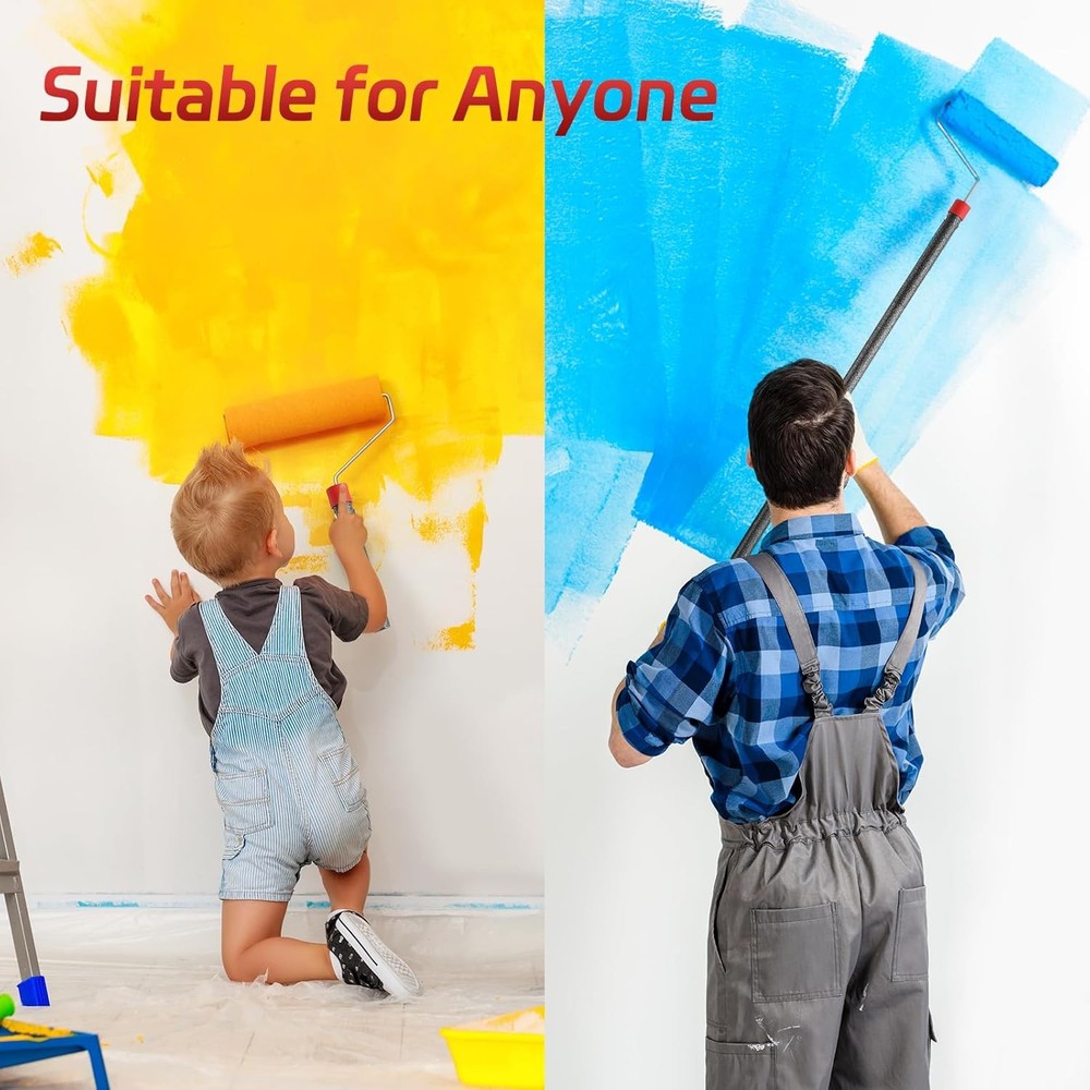 Paint Roller Brush Kit, 6 FT Paint Roller Extension Poles Multi-Function