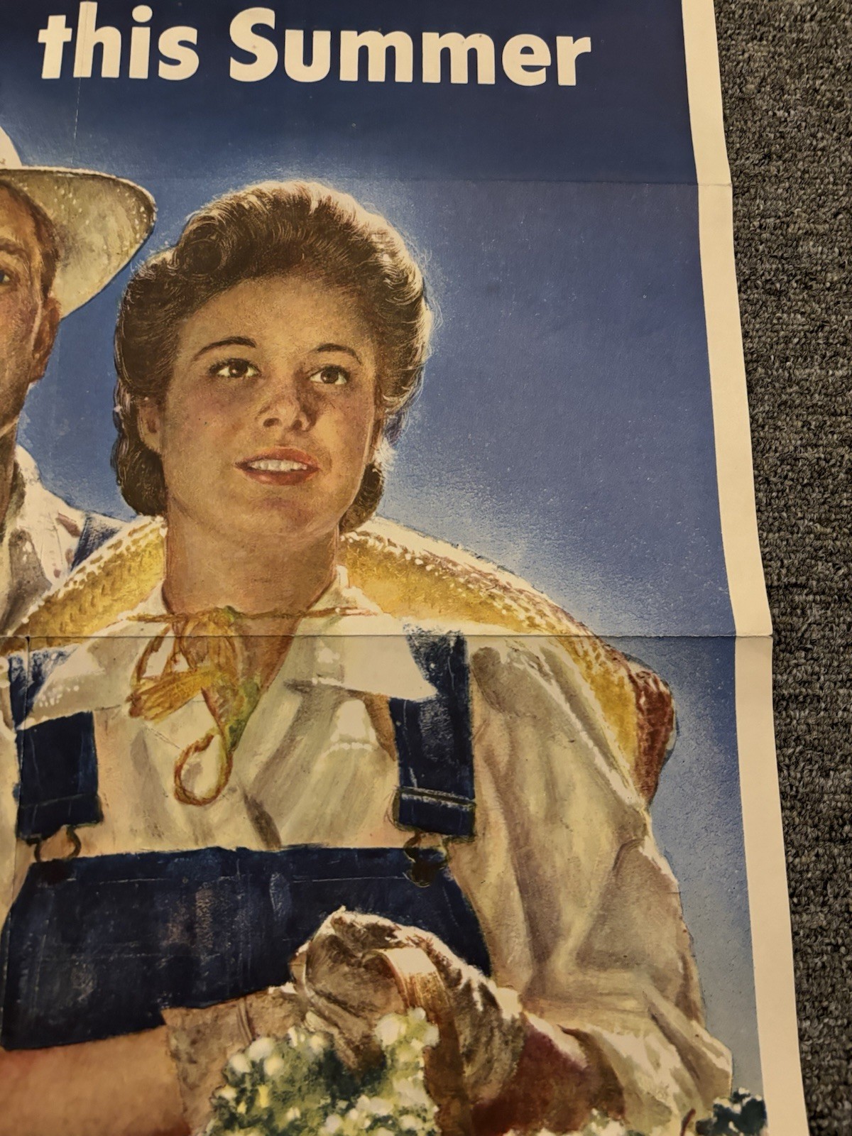 Original WWII Poster Work On A Farm This Summer Join The Crop Corps 16x22.5”