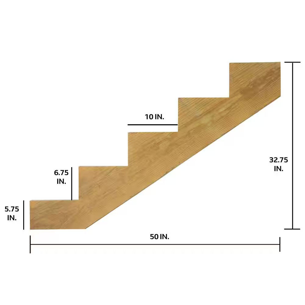 5-Step Ground Contact Pressure-Treated Pine Stair Stringer