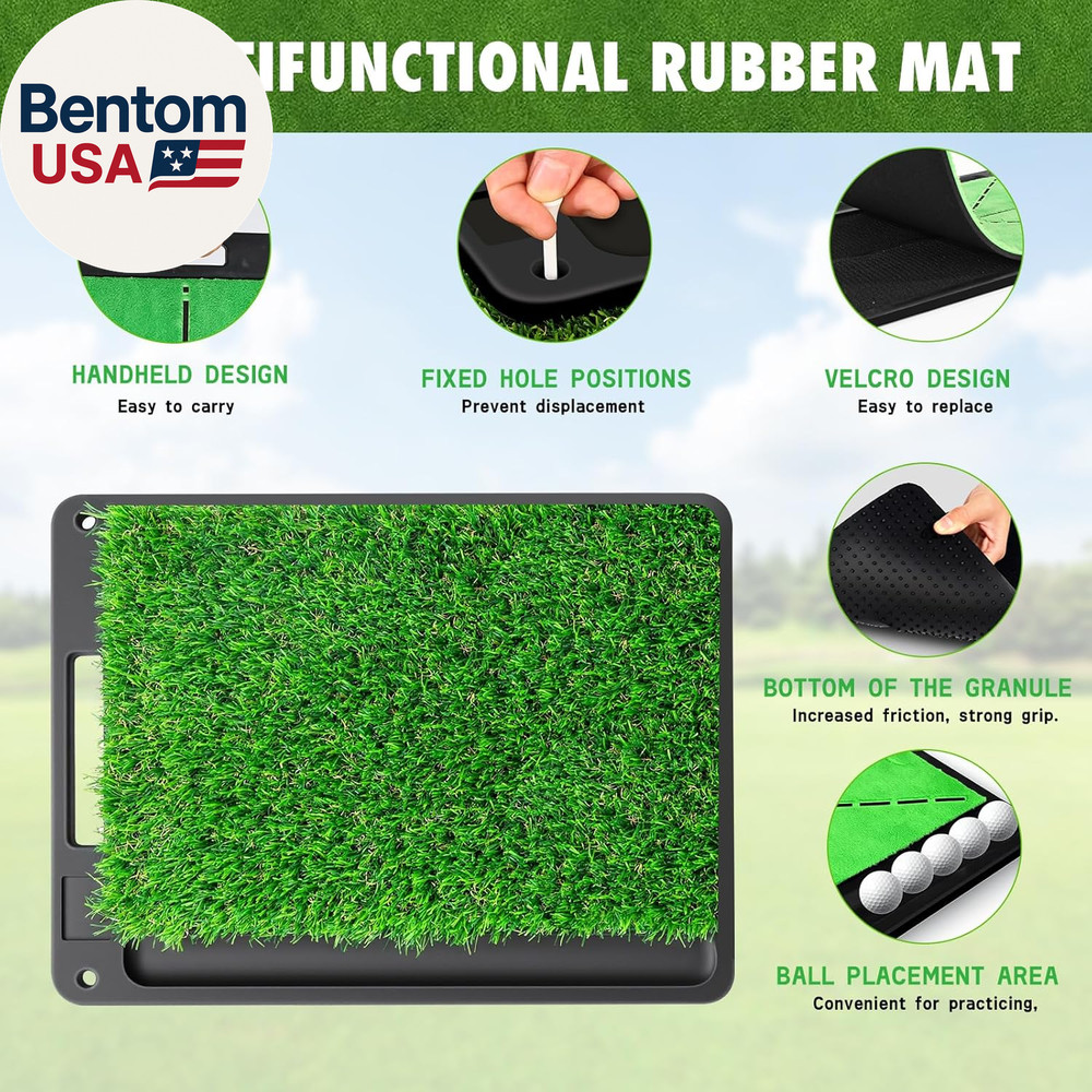 Golf Hitting Mat, 3-In-1 Golf Practice Mat, Replaceable Turf Golf Training Mats