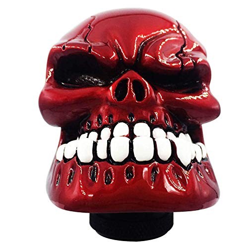 Shift Knobs Skull Gear Stick Shifter Knob with Big Tooth Shifting Lever Red