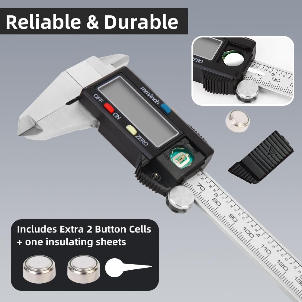 Digital Caliper Measuring Tool, Stainless Steel Vernier Digital,...