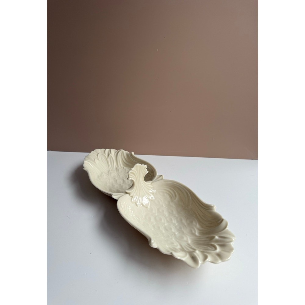 Lenox Double Relish Pineapple Pattern Dish | Lenox Green Backstamp | Candy Nut