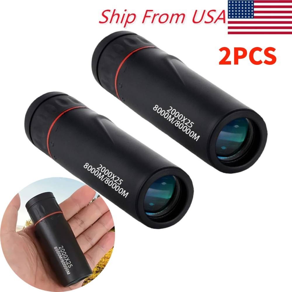 2pcs 2000X25 Hd Monocular Telescope Compact, Portable Scope For Hunting Travel