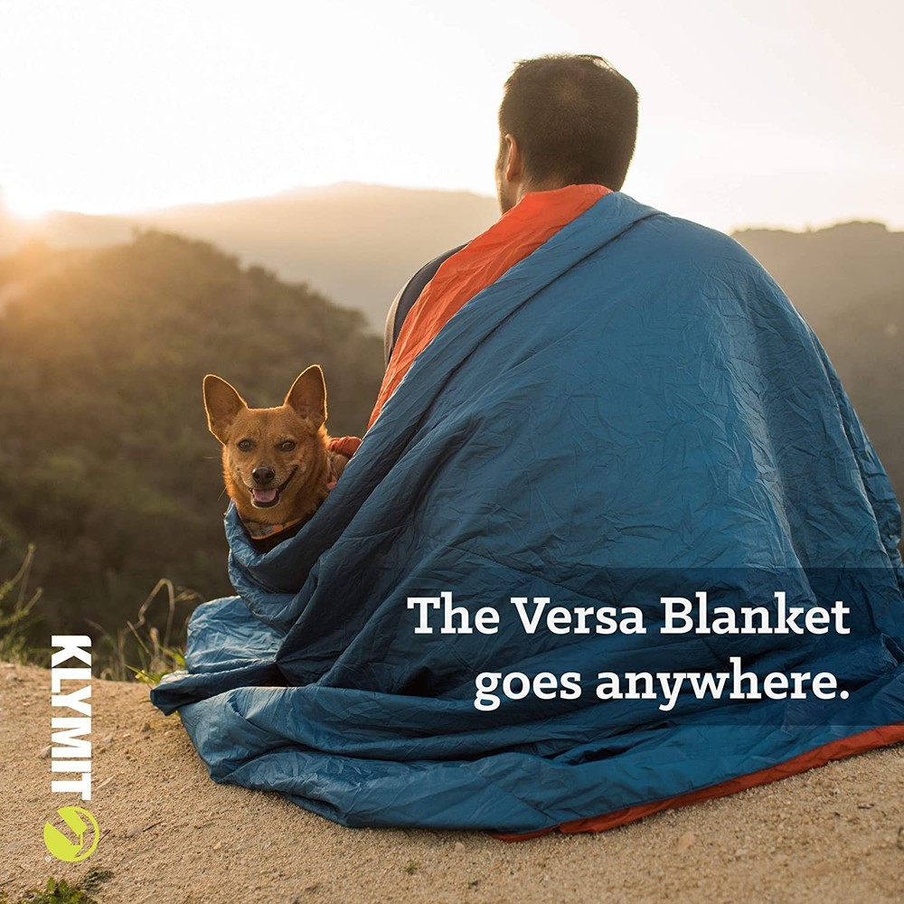 Klymit Versa Packable Camping Blanket and Comforter, Blue/Orange