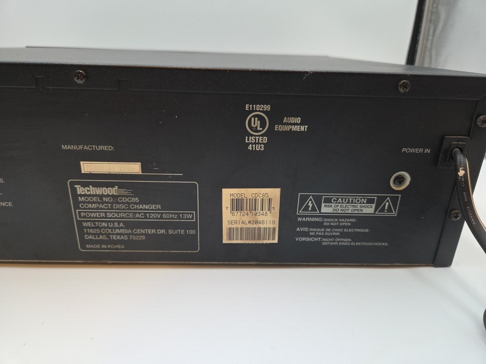 Techwood Compact Disc Changer CD Changer CDC85 - NO REMOTE Not Fully Tested
