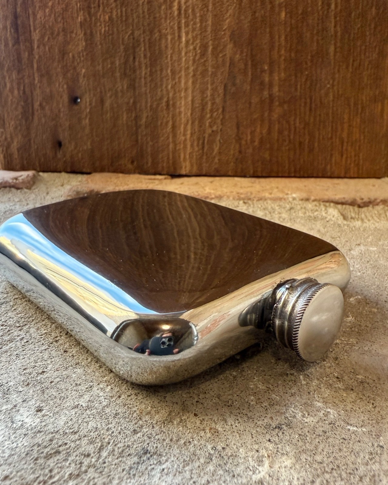 6oz Wentworth Pewter Pocket Hip Flask with Leather Sleeve - Style 846 New in Box