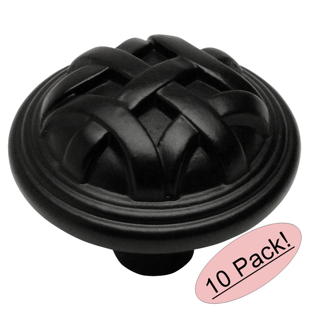 *10 Pack* Cosmas Cabinet Hardware Flat / Matte Black Braided Knobs #7064FB