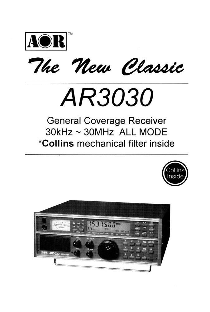 AOR AR3030 OPERATING MANUAL