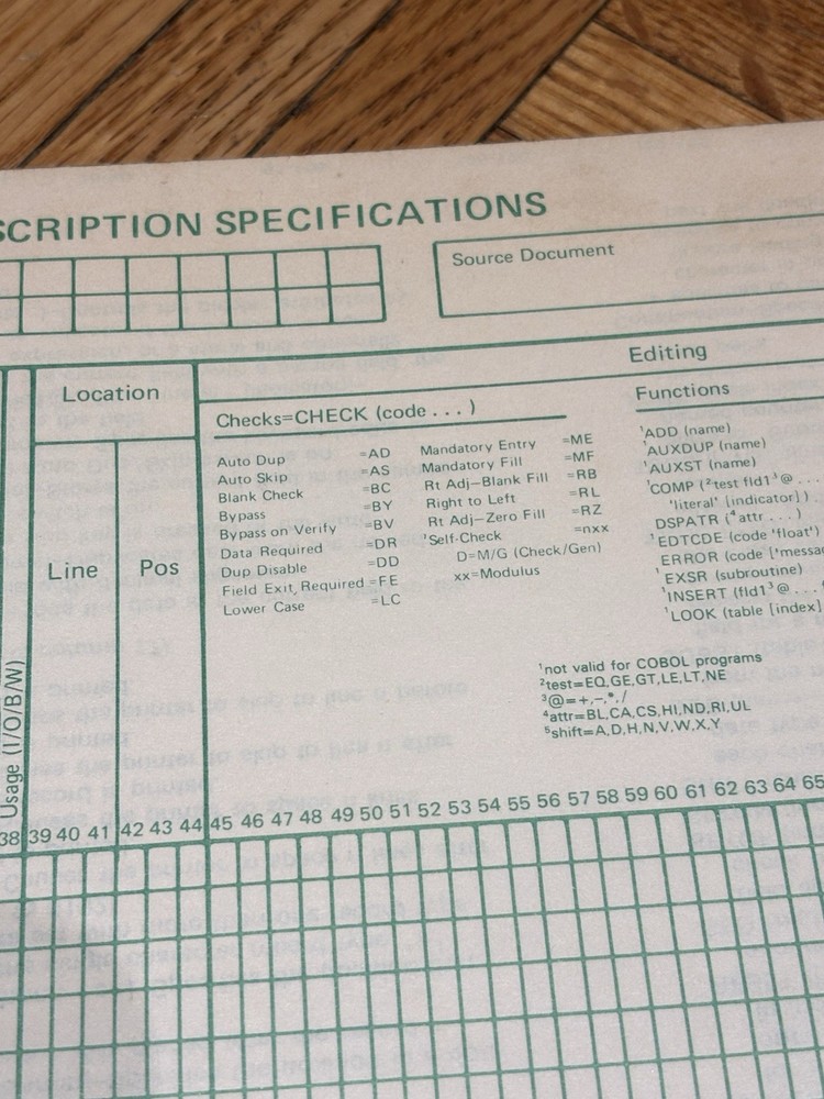 Vintage IBM 5280 Data Description Specification Sheets - UNUSED BOOK
