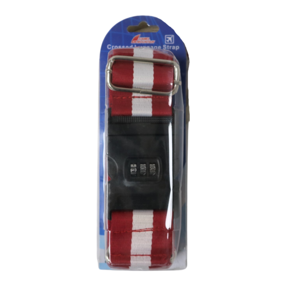 Camel Mountain ABA 3302 Luggage Strap-Red/White w/Lock