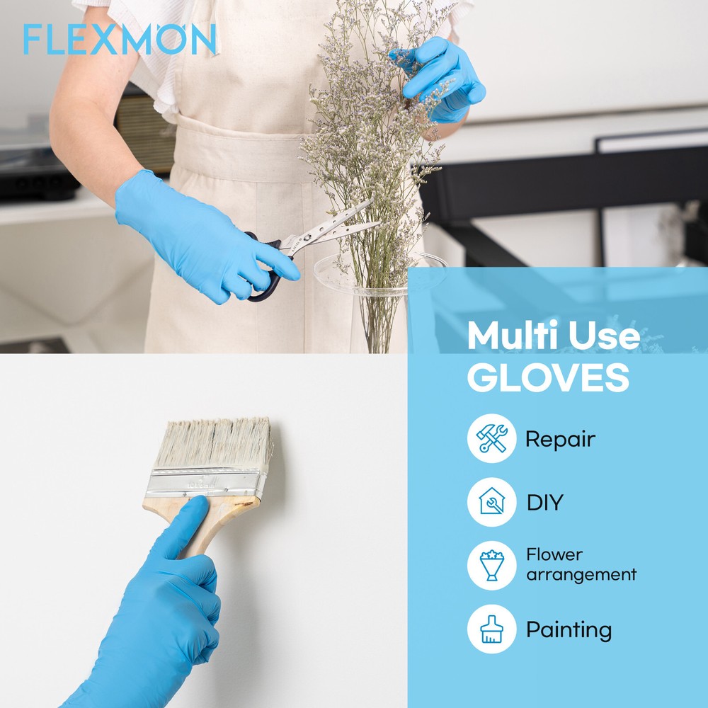 FLEXMON Nitrile Exam Gloves, Extra Small, 4.2Mil 100 Count