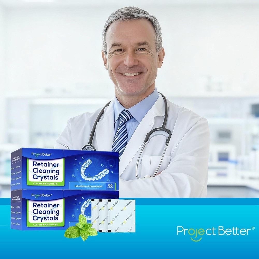 Cleaning Crystals for Clear Dentures and Retainers, (60 Packets)