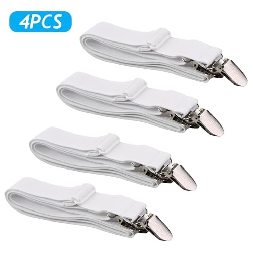 Bed Sheet Grippers – 4-Pack Adjustable Fitted Sheet Clips for Corners,
