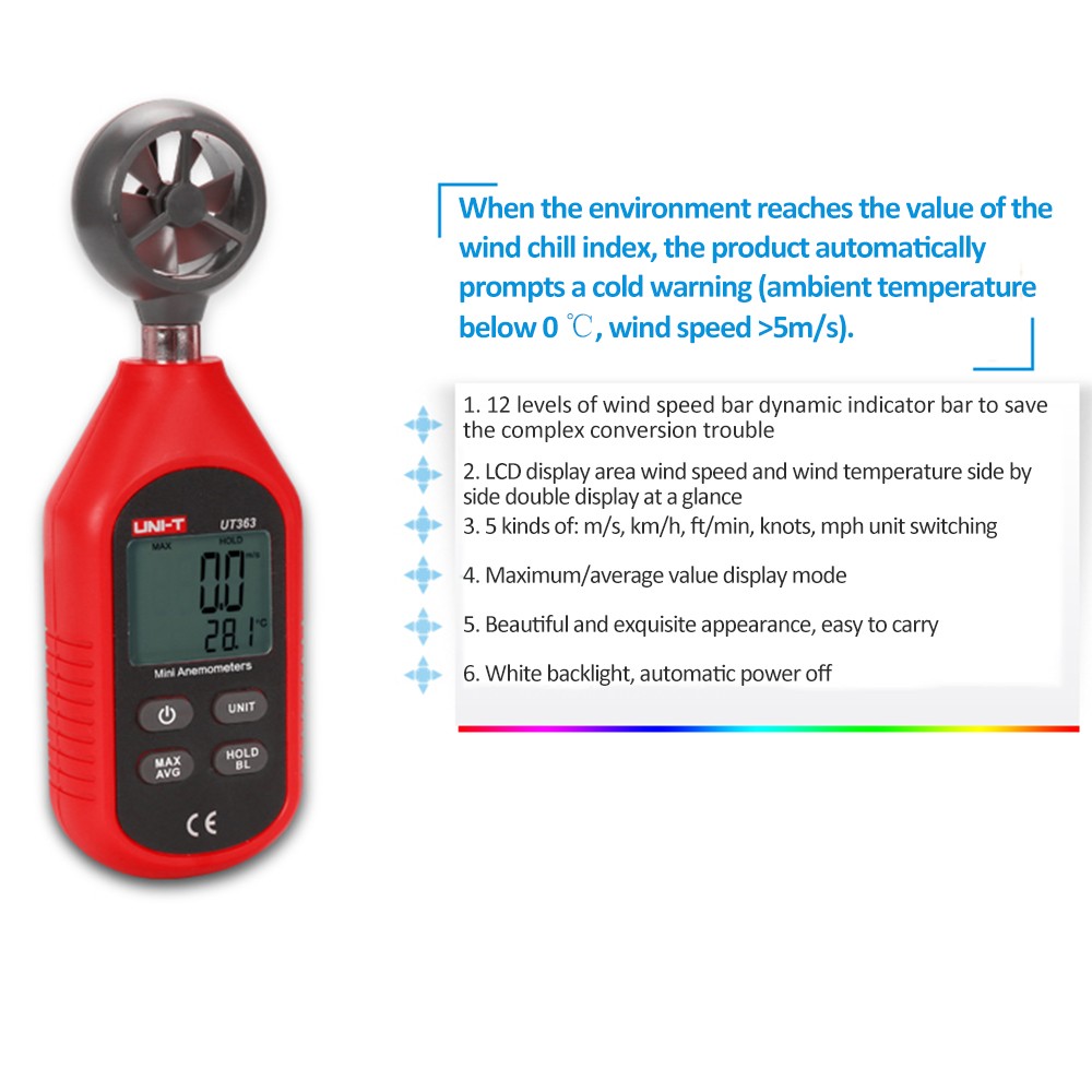 2- UT363 Handheld Mini Digital Anemometer Wind Speed Measurement