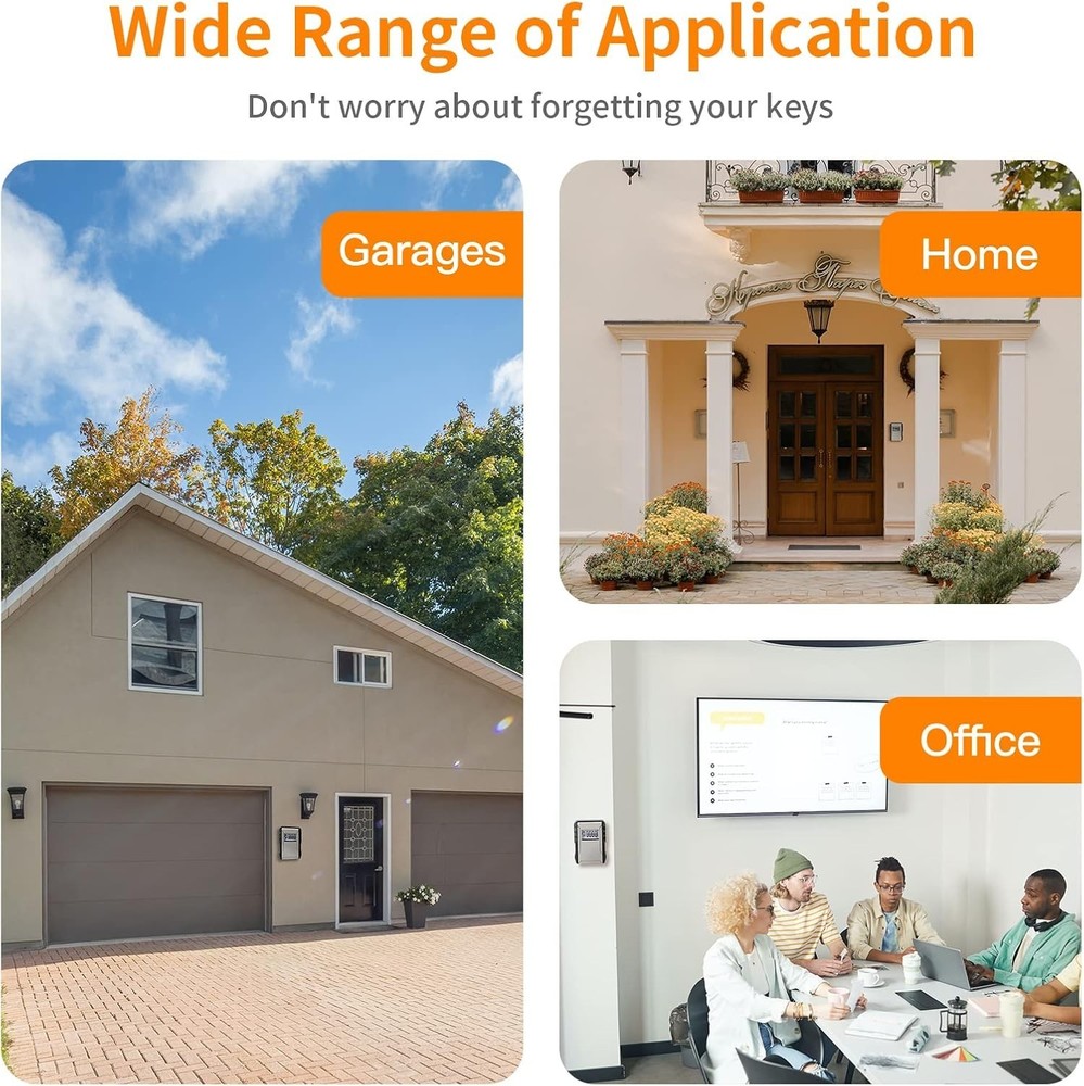 Extra Large Key Lock Box Weatherproof Wall Mount Key Safe Grey