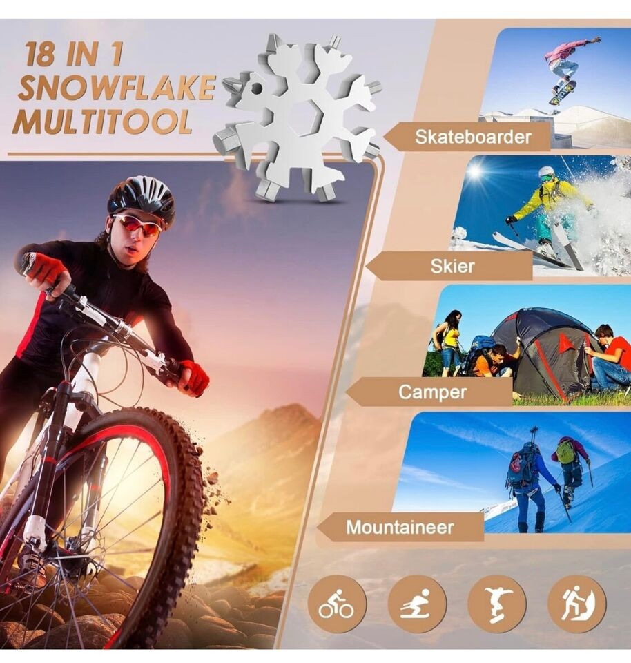 2 Pack 18 in 1 Snowflake Multi Tool Stocking Stuffers For Men