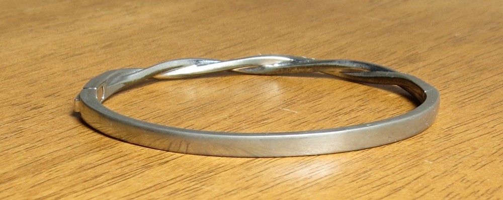 GIVENCHY Womens Silver Tone Crystal Hinged Bangle Bracelet Pave Rhinestone