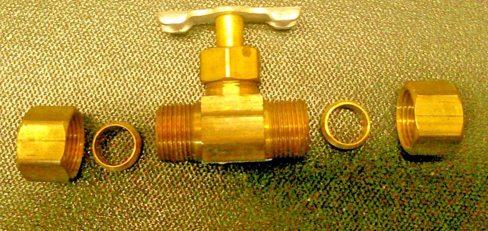 Brass Fitting 3/8" Straightway Needle Valve Compression 550538
