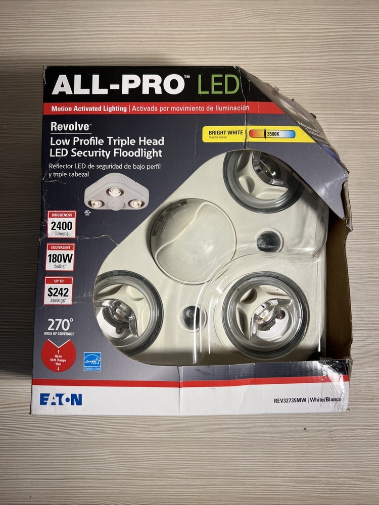 Damaged Box - All-Pro Revolve Motion-Sensing LED White Floodlight Hardwired