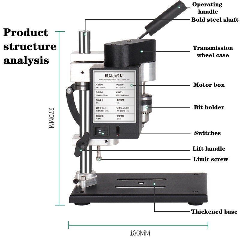 Small Bench Drill Desktop Portable Stand Desktop Precision Drilling Machine Tool