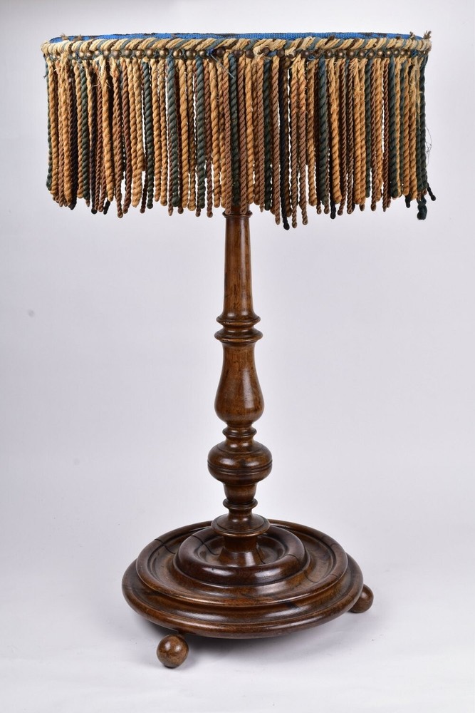 Antique Walnut Side Table with Micro Beaded Top Hand Needlework