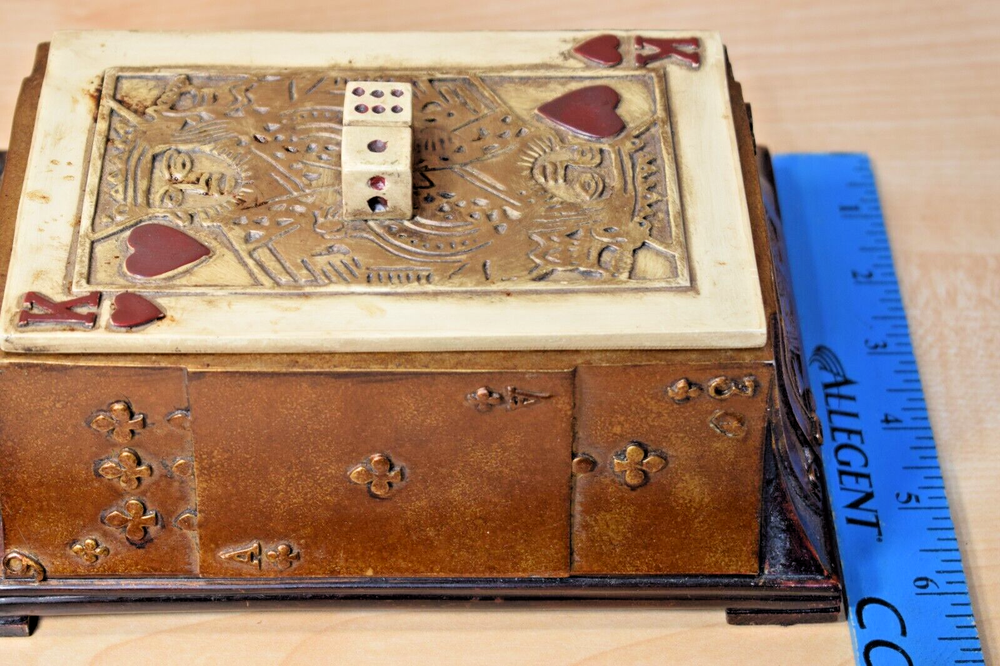 Playing Card Covered Chest Box Vintage Ceramic