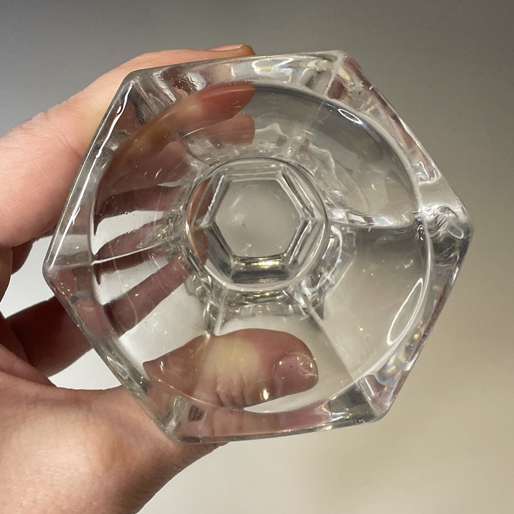 Antique Footed Master Open Salt Hexagonal EAPG Victorian Pressed Glass Table