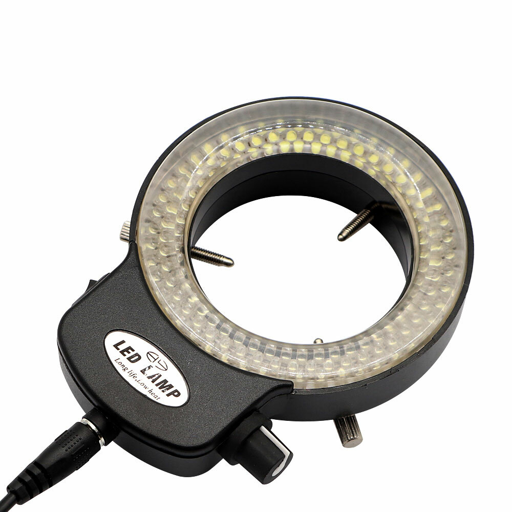 Black 144 LED Bulbs Microscope Ring Light Illuminator Lamp US Plug #SH