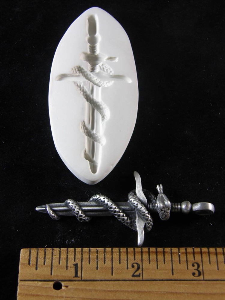 Sword With Coiled Snake Polymer Clay Mold (#MD1385)